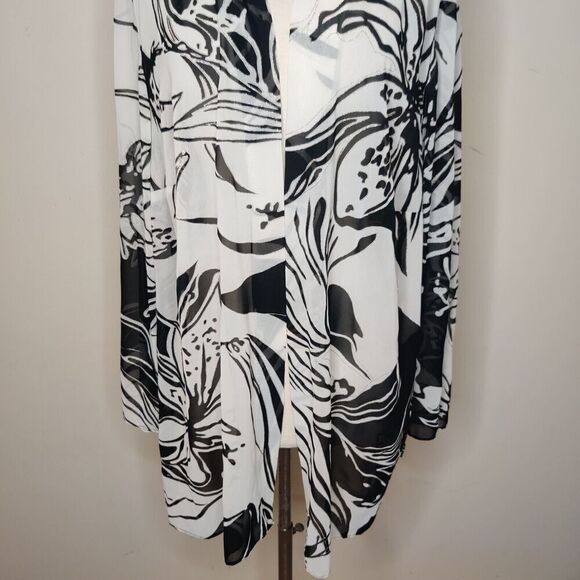 K Woman Floral Shimmer Chiffon Blouse Jacket - Picture 4 of 13